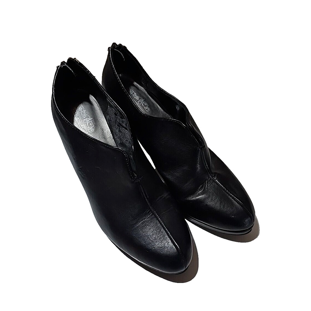Coach and Four Drift Black Leather‎ Back Zip Heels Ankle Booties Womans Size 10M